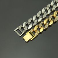 Hip-hop Style 18k Gold Men's Diamond Necklace 30-inch Cuban Chain Necklace And Bracelet Wholesale main image 5