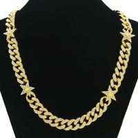 Collar De Aleación De Cadena Cubana De Estrella De Diamante Completo De Hip Hop Europeo Y Americano Al Por Mayor main image 1