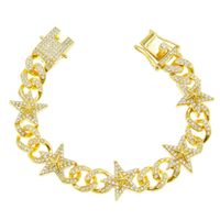 Hip-hop Three-dimensional Stars Full Diamond Cuban Chain Bracelet Trendy Bracelet main image 1