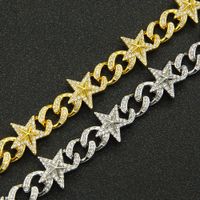 Hip-hop Three-dimensional Stars Full Diamond Cuban Chain Bracelet Trendy Bracelet main image 3
