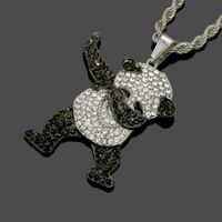 European And American Hip-hop Diamond Panda Pendant Necklace Exaggerated Long Pendant main image 4