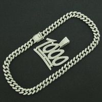 Hip-hop Digital Pendent Cuban Chain Men's Full Diamond 1000 Points Pendant Trendy Necklace main image 5