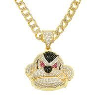 Hip Hop Full Diamond Three-dimensional Monkey Pendant Necklace Domineering Cuban Chain Necklace main image 1