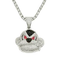 Hip Hop Full Diamond Three-dimensional Monkey Pendant Necklace Domineering Cuban Chain Necklace main image 6