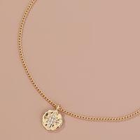 Trend Niche Design Diamond-studded Six-pointed Star Round Pendent Necklace Female main image 5