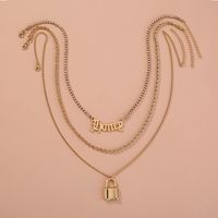 European And American New Multi-layer Necklace Fashion Gothic Letter Lock Pendant Necklace main image 2