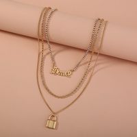 European And American New Multi-layer Necklace Fashion Gothic Letter Lock Pendant Necklace main image 3