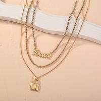 European And American New Multi-layer Necklace Fashion Gothic Letter Lock Pendant Necklace main image 4