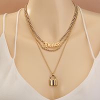 European And American New Multi-layer Necklace Fashion Gothic Letter Lock Pendant Necklace main image 5