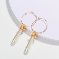 Korean Female Baroque Pearl Matte Gold Earrings Wholesale main image 1