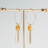 Korean Female Baroque Pearl Matte Gold Earrings Wholesale main image 3