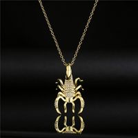European And American Hip-hop Copper Micro-inlaid Zircon Scorpion Pendant Necklace Wholesale main image 2