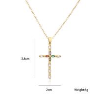 Retro Copper Plated Real Gold Color Zirconium Cross Pendant Necklace Female Religious Jewelry main image 5