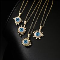 ¡oferta Europea Y Americana! Collar Colgante De Ojo De La Suerte De Oro Chapado En Cobre De 18k main image 1