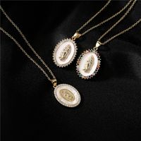 New Copper-plated 18k Gold Dripping Oil Zircon Virgin Mary Pendent Necklace Wholesale main image 1
