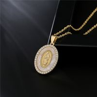 New Copper-plated 18k Gold Dripping Oil Zircon Virgin Mary Pendent Necklace Wholesale main image 3