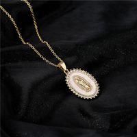 New Copper-plated 18k Gold Dripping Oil Zircon Virgin Mary Pendent Necklace Wholesale main image 4