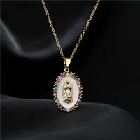 Nouveau Cuivre Plaqué Or 18k Goutte D'huile Zircon Vierge Marie Pendentif Collier En Gros main image 5