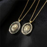 New Copper Micro-inlaid Zircon Jewelry 18k Gold Plated Hollow Geometric Pendant Necklace main image 1