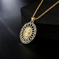 New Copper Micro-inlaid Zircon Jewelry 18k Gold Plated Hollow Geometric Pendant Necklace main image 3