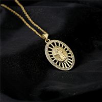 New Copper Micro-inlaid Zircon Jewelry 18k Gold Plated Hollow Geometric Pendant Necklace main image 4