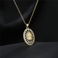 New Copper Micro-inlaid Zircon Jewelry 18k Gold Plated Hollow Geometric Pendant Necklace main image 5
