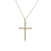 Europe And America Religious Jewelry Copper Plated 18k Gold Zircon Cross Pendant Necklace main image 6
