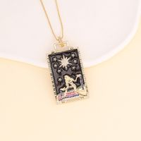 European And American New Personality Retro Square Brand Pendant Copper Micro-inlaid Zircon Necklace main image 5