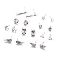 New Earrings Set Fashion Bohemian Sailboat Anchor Owl Earrings 9 Pairs Set main image 4