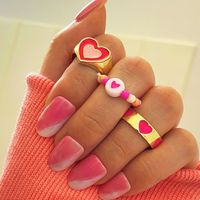 New Creative Simple Resin Alloy Women's Tail Ring Ring Color Ring Set main image 3