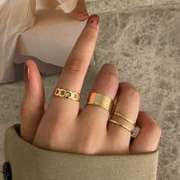 Fashion Creative Simple Fashion Geometric Chain Opening Twist Ring Three-piece Set main image 2