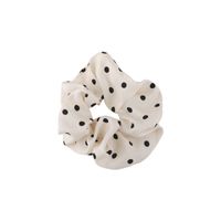 Autumn And Winter Head Rope Black And White Wave Dot Stitching Pearl Hair Ring Korean Satin Bow Hair Ring main image 6