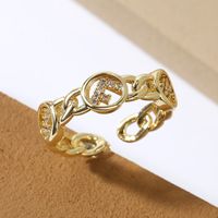 Korean Simple Copper Inlaid Zirconium Letter Ring Color-preserving Ring Jewelry main image 3