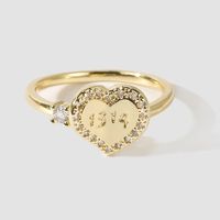 Simple Copper Inlaid Zirconium Heart Ring Creative Ring Jewelry main image 3