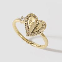 Simple Copper Inlaid Zirconium Heart Ring Creative Ring Jewelry main image 4