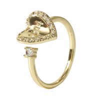 Simple Copper Inlaid Zirconium Heart Ring Creative Ring Jewelry main image 6