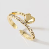 Korean Simple Copper Inlaid Zirconium Heart Color Open Ring Creative Exquisite Ring Jewelry main image 3