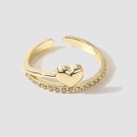 Korean Simple Copper Inlaid Zirconium Heart Color Open Ring Creative Exquisite Ring Jewelry main image 4