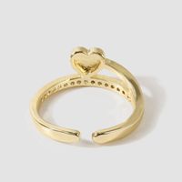 Korean Simple Copper Inlaid Zirconium Heart Color Open Ring Creative Exquisite Ring Jewelry main image 5