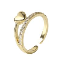 Korean Simple Copper Inlaid Zirconium Heart Color Open Ring Creative Exquisite Ring Jewelry main image 6