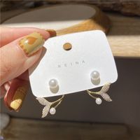 New Style Zircon Fishtail Pearl Temperament Design Earrings Wholesale main image 5