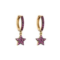 Fashion Micro-inlaid Zircon Colored Diamonds Two-tone Electroplating Heart-shaped Earrings main image 5
