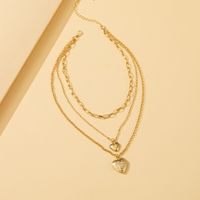 New Simple Heart-shaped Necklace Creative Retro Peach Heart Multi-layer Necklace Jewelry main image 1