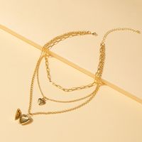 Neue Einfache Herzförmige Halskette Kreativer Retro-pfirsichherz-mehrschicht-halskettenschmuck main image 3