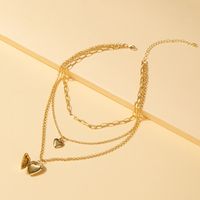 New Simple Heart-shaped Necklace Creative Retro Peach Heart Multi-layer Necklace Jewelry main image 3