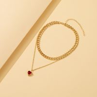 European And American New Simple Heart-shaped Pendent Multi-layer Necklace Female main image 1