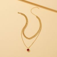European And American New Simple Heart-shaped Pendent Multi-layer Necklace Female main image 3