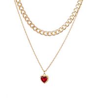 European And American New Simple Heart-shaped Pendent Multi-layer Necklace Female main image 6