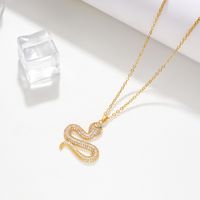 Personality Snake Pendant Gold-plated Real Gold Micro-inlaid Zircon Jewelry Necklace main image 4