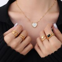 Korean Style White Sea Shell Peach Heart Necklace Female Titanium Steel Plated 18k Real Gold Necklace main image 5
